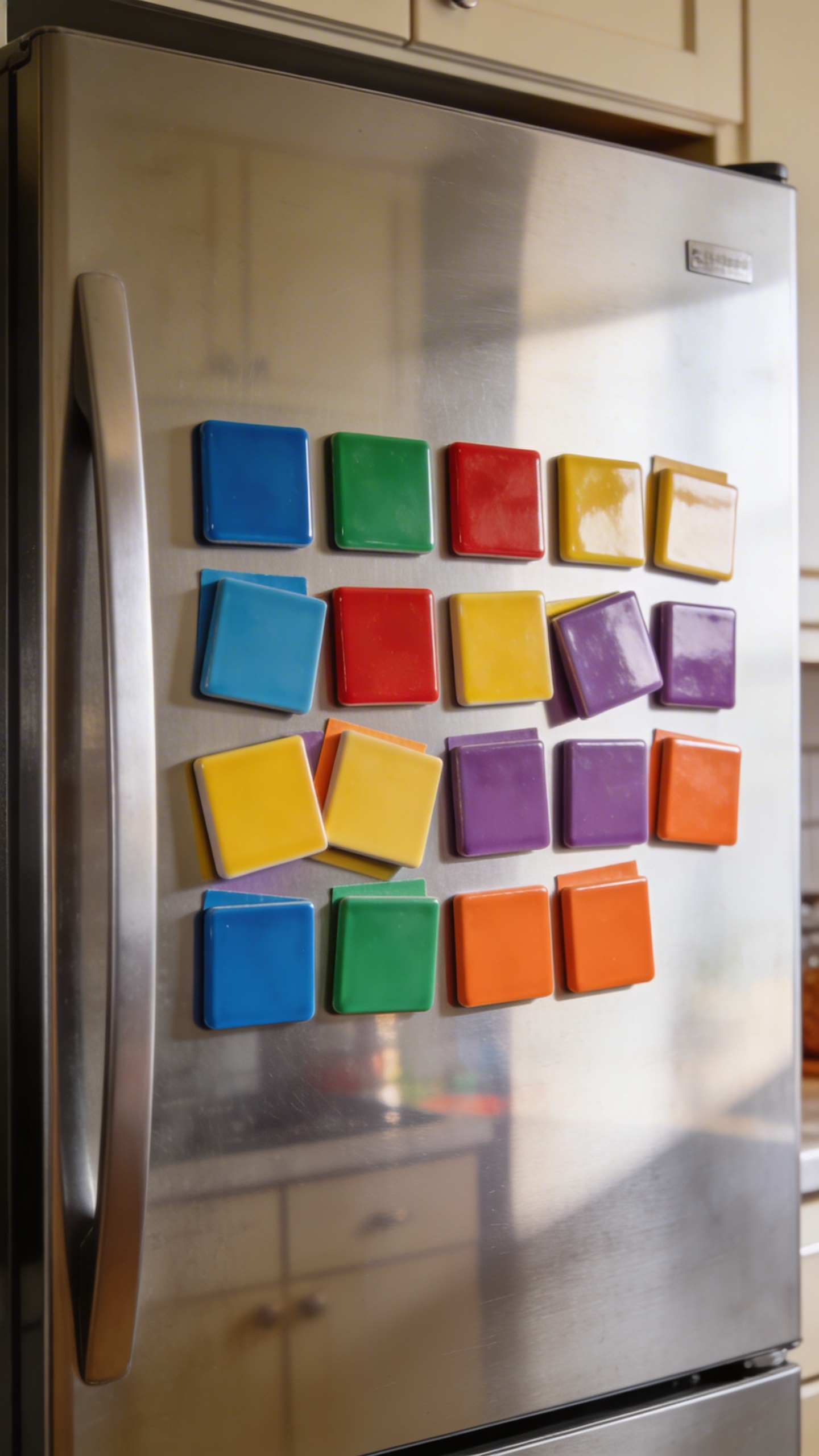color-coded weekly meal plan on fridge with magnets