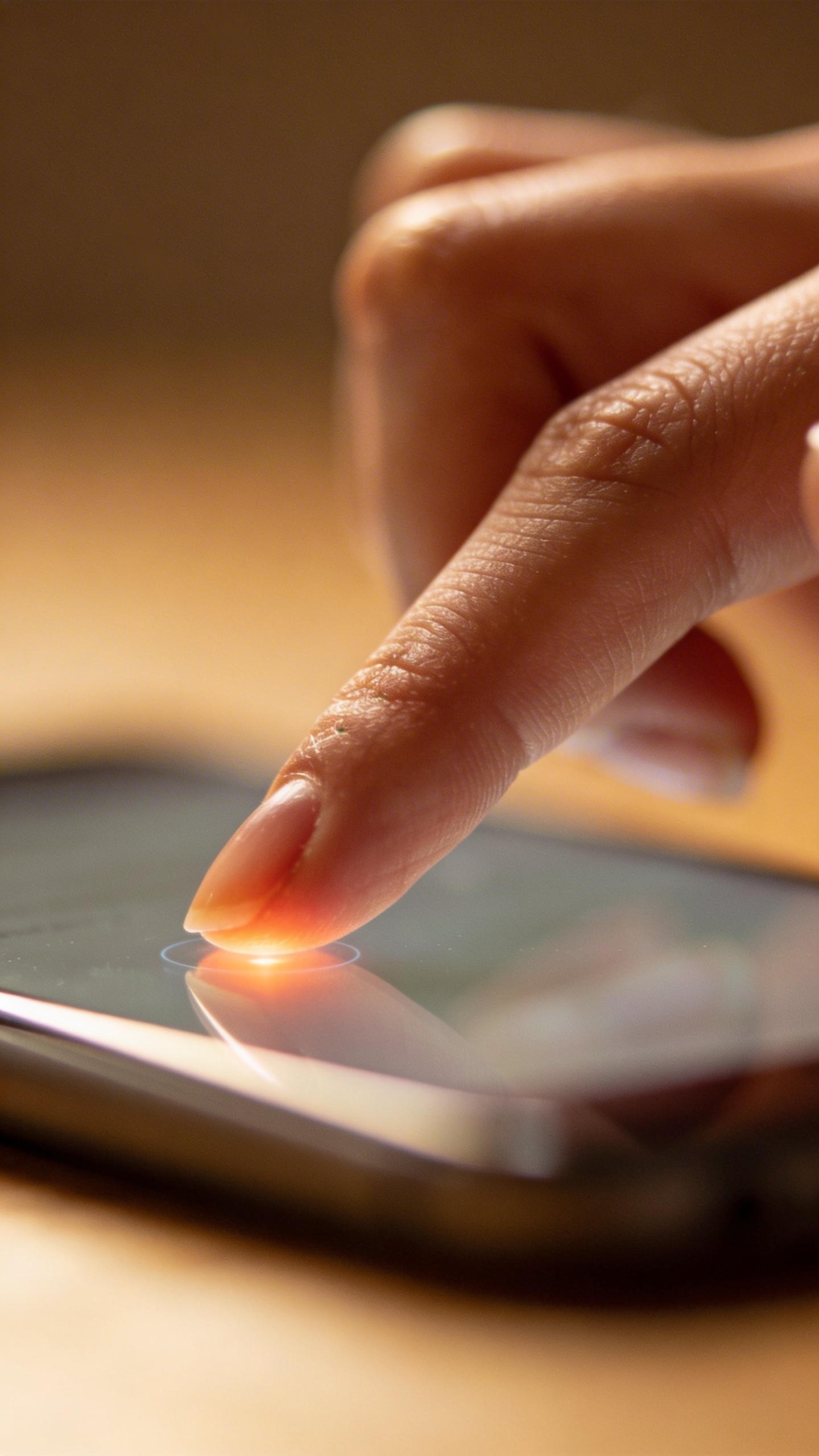 closeup of woman's hand stopping phone notification mid-swipe