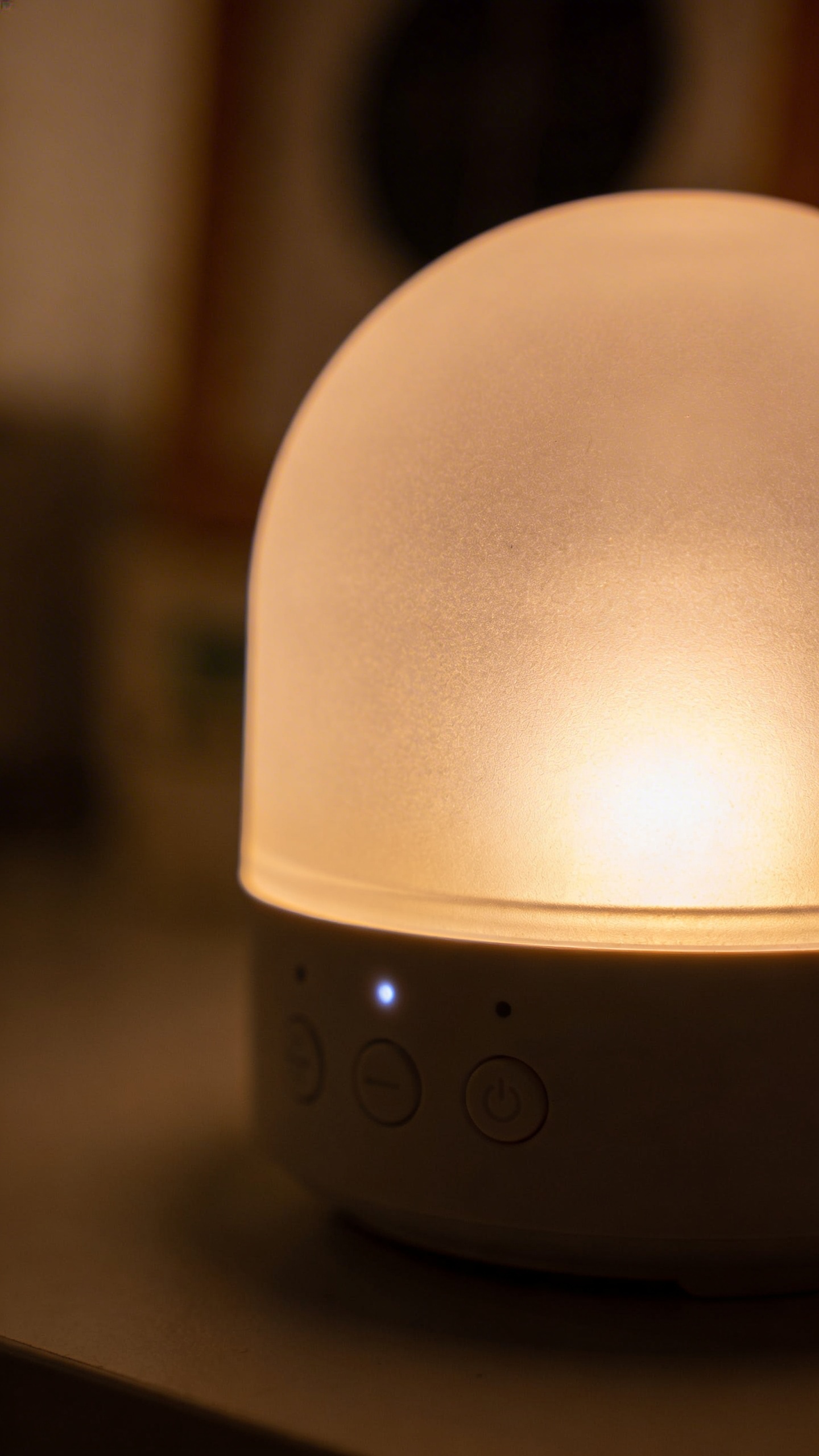 soft-glow smart ambient lamp, frosted dome diffuser closeup