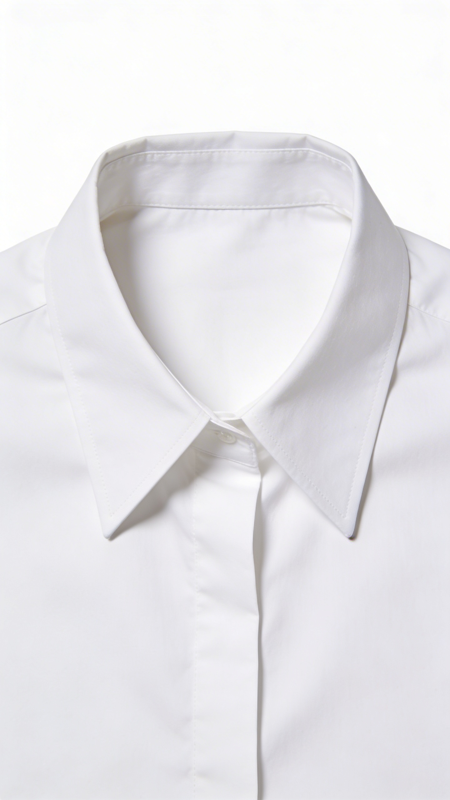 centered white oxford collar, crisp symmetry, studio lighting